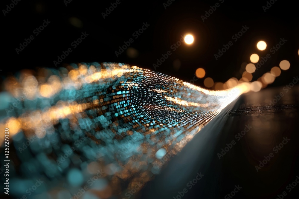 Poster Blue digital binary data displayed on a computer screen background
