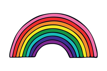 Colorful rainbow shape Gay pride flag Happy pride day LGBTQ community Pride Month Vector hand drawn doodle for posters, stickers, logo, cards