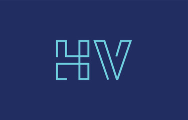 Illustration of creative typography featuring stylized letters H and V with a minimal blue color theme, suitable for branding and graphic design inspiration.