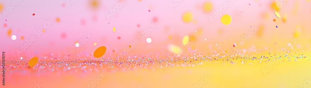 Aufkleber floating confetti and shimmering glitter against a soft colorful gradient