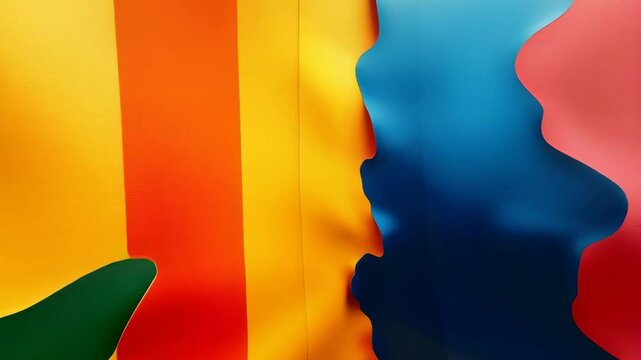 A colorful abstract painting with a rainbow hue