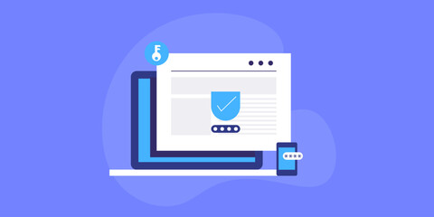 Website access with secure login password, unlock mobile screen with passkey, cyber security digital technology concept.