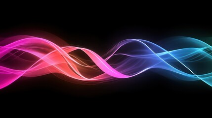 Colorful flowing abstract ribbons on a pure black background