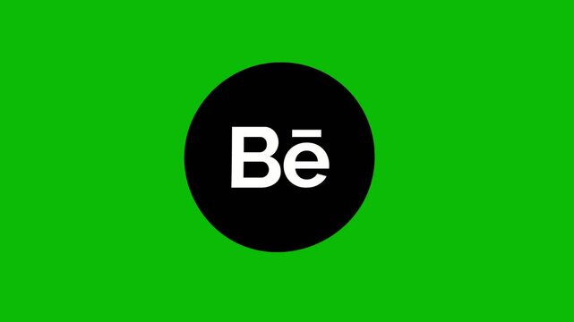 Motion Graphics 2D animation of black silhouette style social media icon &ldquo;Behance&rdquo;, falling in, jingle and falling out loop. Overlay motion graphics and 2D animation effects for videos.