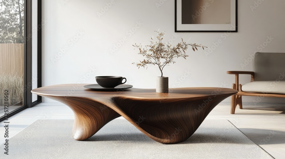 Fototapete a geometric g where its curves subtly resemble coffee rings on a table, creating a hidden yet meanin