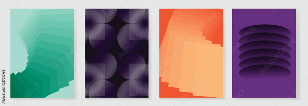 Canvas Prints modern gradient poster background vector set. minimalist cover template with vibrant perspective geo