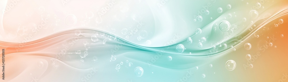 Aufkleber Abstract waves flow with scattered floating bubbles and gradients