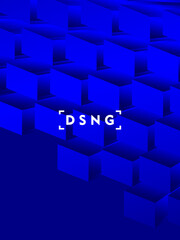 Modern blue background with luxury 3d abstract square pattern.