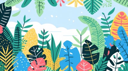 Fototapeta premium Vibrant Tropical Paradise: A Colorful Celebration of Nature's Beauty