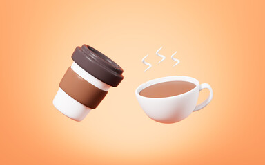 Cartoon coffee model, 3d rendering.