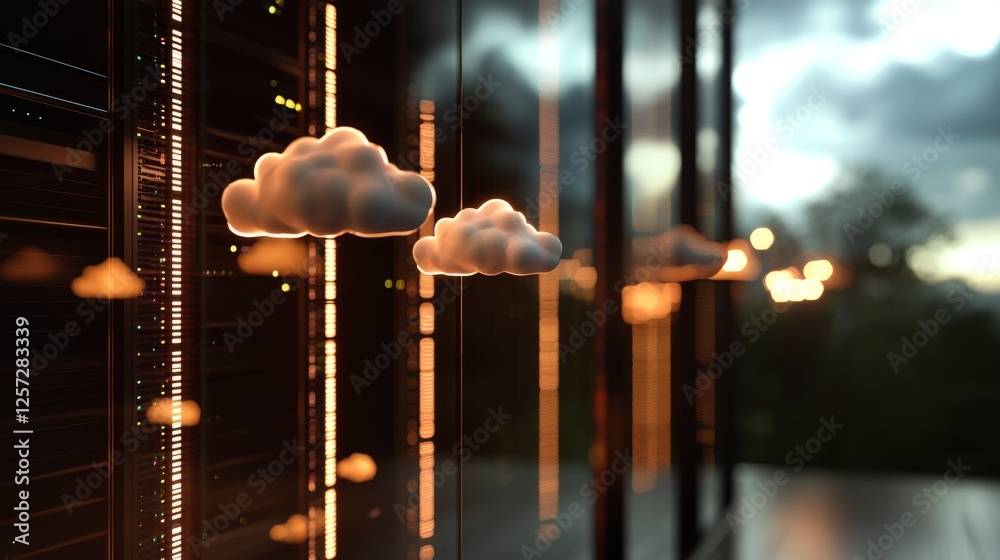 Poster virtual depiction of cloud computing and data storage mechanisms
