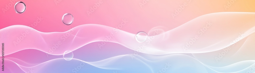 Aufkleber Abstract background features flowing lines and bubbles in gradients