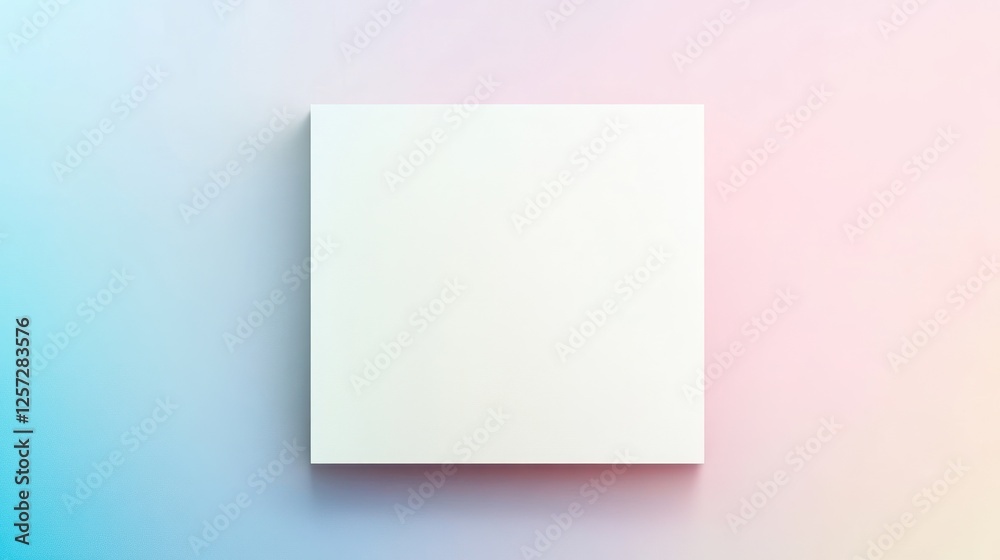 Poster Square white block is centered on soft gradient background