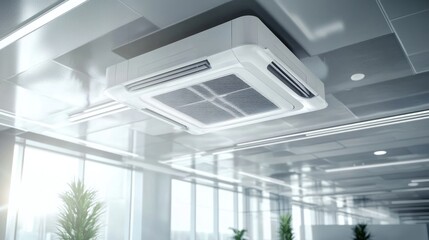 Ceiling air conditioning unit in modern office