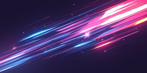 Abstract neon light streaks background with vivid neon streaks and dark contrasts. Emphasizing energy and modern aesthetics, ideal for nightlife themes and digital designs.
