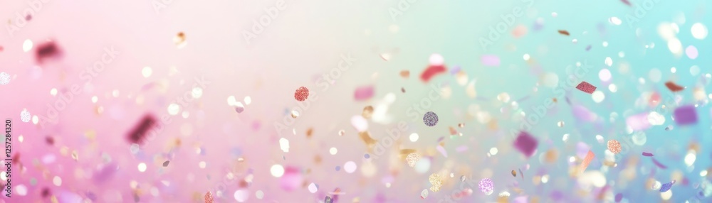 Aufkleber sparkling confetti floats against a gradient pastel color background