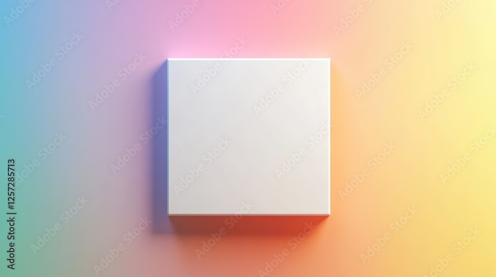 Poster Centered white cube on gradient colored background presents simplicity