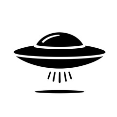 Unidentified Flying Object: A classic depiction of a UFO, hovering silently with beams of light emanating from below, set against a clean background.  The image is simple yet evocative.