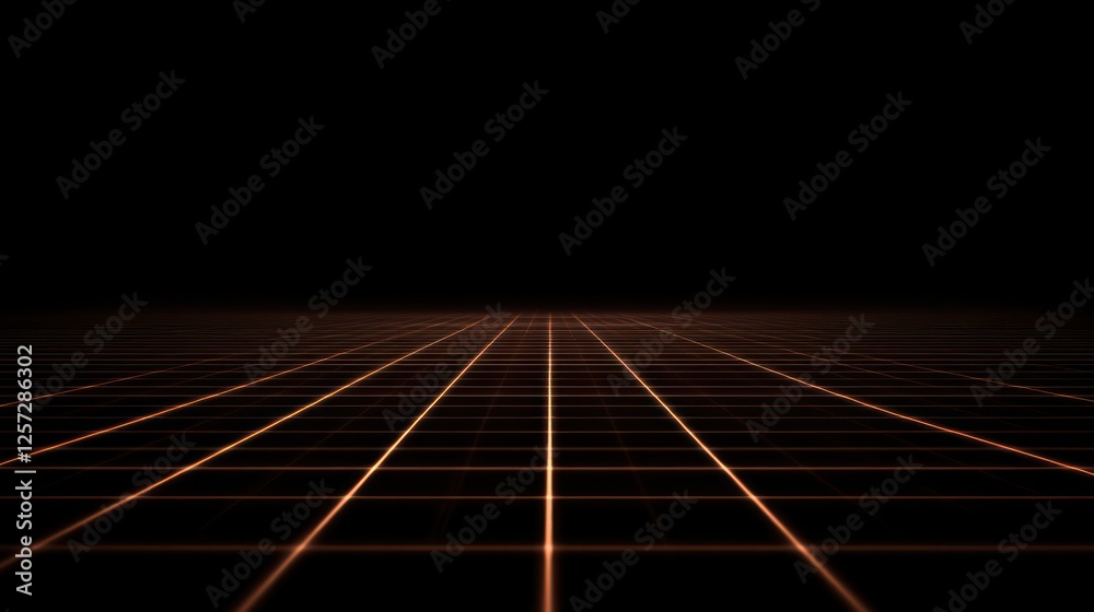 Poster Perspective view of illuminated grid against a dark background