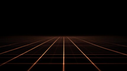 Perspective view of illuminated grid against a dark background