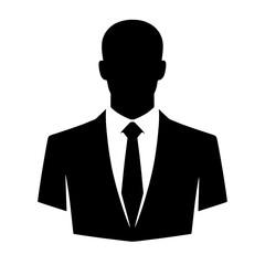 Businessman Silhouette: A strong and simple silhouette of a businessman in a suit and tie. Perfect for use in presentations, reports.