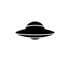 Unidentified Flying Object: A classic illustration of a UFO, a flying saucer, in a minimalist black and white design. Perfect for science fiction themes, mystery, and extraterrestrial concepts.