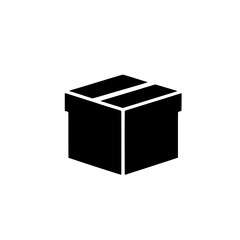 Closed Cardboard Box: Simple icon depicting a closed cardboard box with tape, representing delivery, packaging, shipment, and logistics. 
