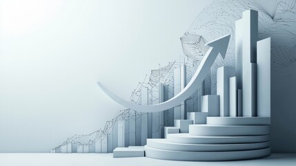 A blue bar graph showing consistent growth on a light background with an upward arrow 🕒