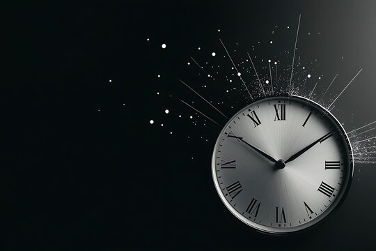 A captivating image of a clock exploding into particles, symbolizing the fleeting nature of time and urgency.