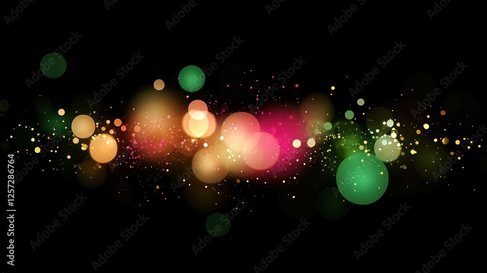 Poster Abstract bokeh lights create a festive and colorful atmosphere