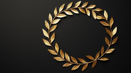 A circular golden laurel wreath on a dark background, symbolizing victory, achievement, and honor.