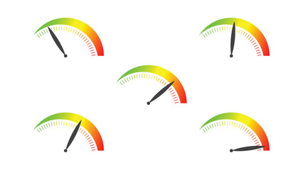 level meter set with color indicator isolated on white background