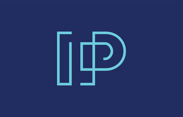 Obraz premium Illustration of creative typography featuring stylized letters I and P with a minimal blue color theme, suitable for branding and graphic design inspiration.