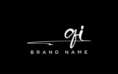 QI letter beauty handwriting vector logo.