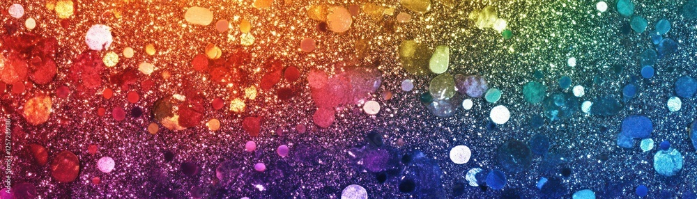 Poster colorful sparkling background featuring circles and glitter effect texture