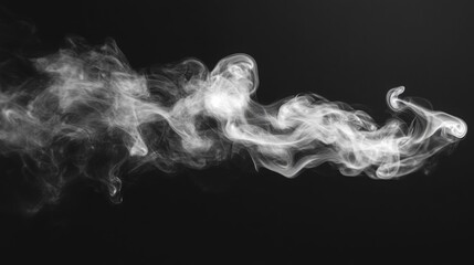 Abstract White Smoke Plume on Black Background