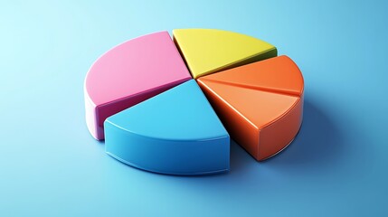 Obraz premium Colorful 3D Pie Chart Data Visualization