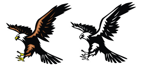 Flying eagle vector template isolated on white background