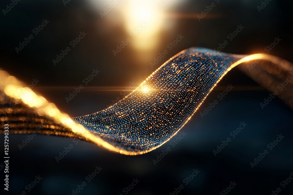 Poster 3d rendering concept of big data visualization featuring bright glowing lines on an abstract technol