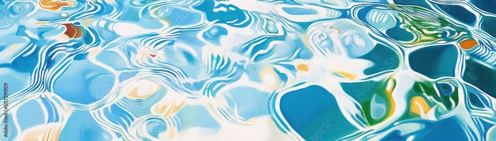 Aufkleber Ripples and refractions create abstract patterns in clear blue water