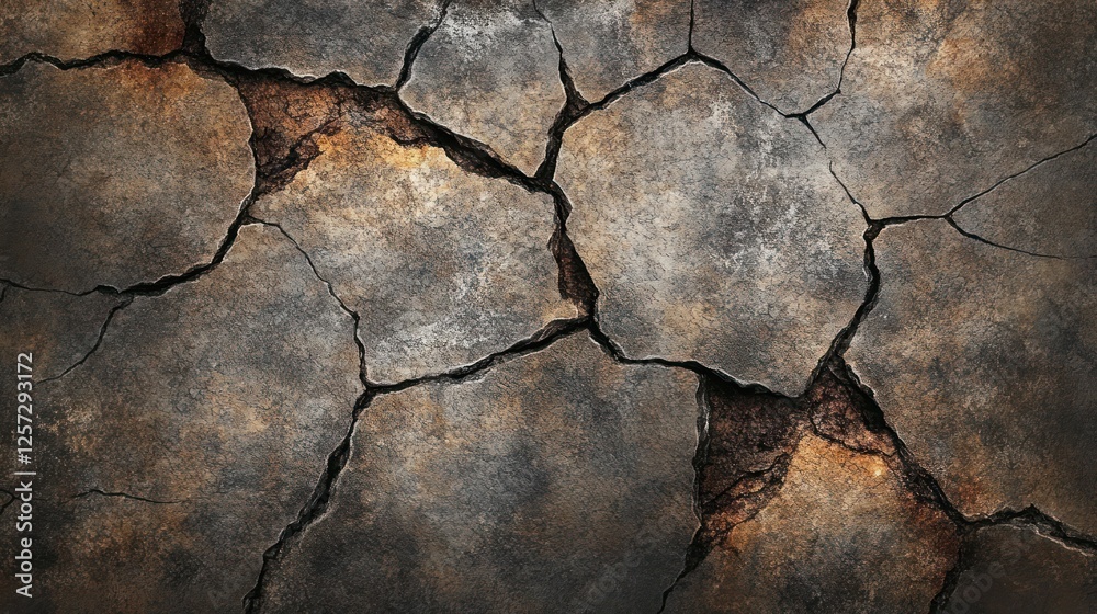 Poster cracked stone surface with visible under layers showing earth tones