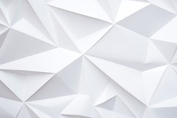 Fototapeta premium Textured abstract white background featuring layered geometric triangular shapes. 
