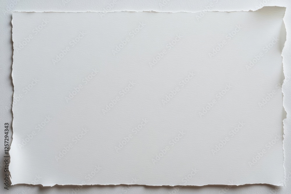 Aufkleber piece of torn paper with jagged edges lying on a flat surface in natural lighting