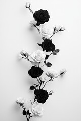 Roses in soft monochrome tones arranged in a diagonal flow