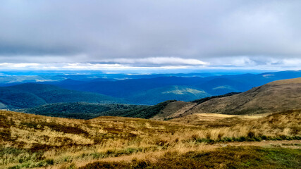 Fototapeta premium Beautiful view of Bieszczady from mountain top.