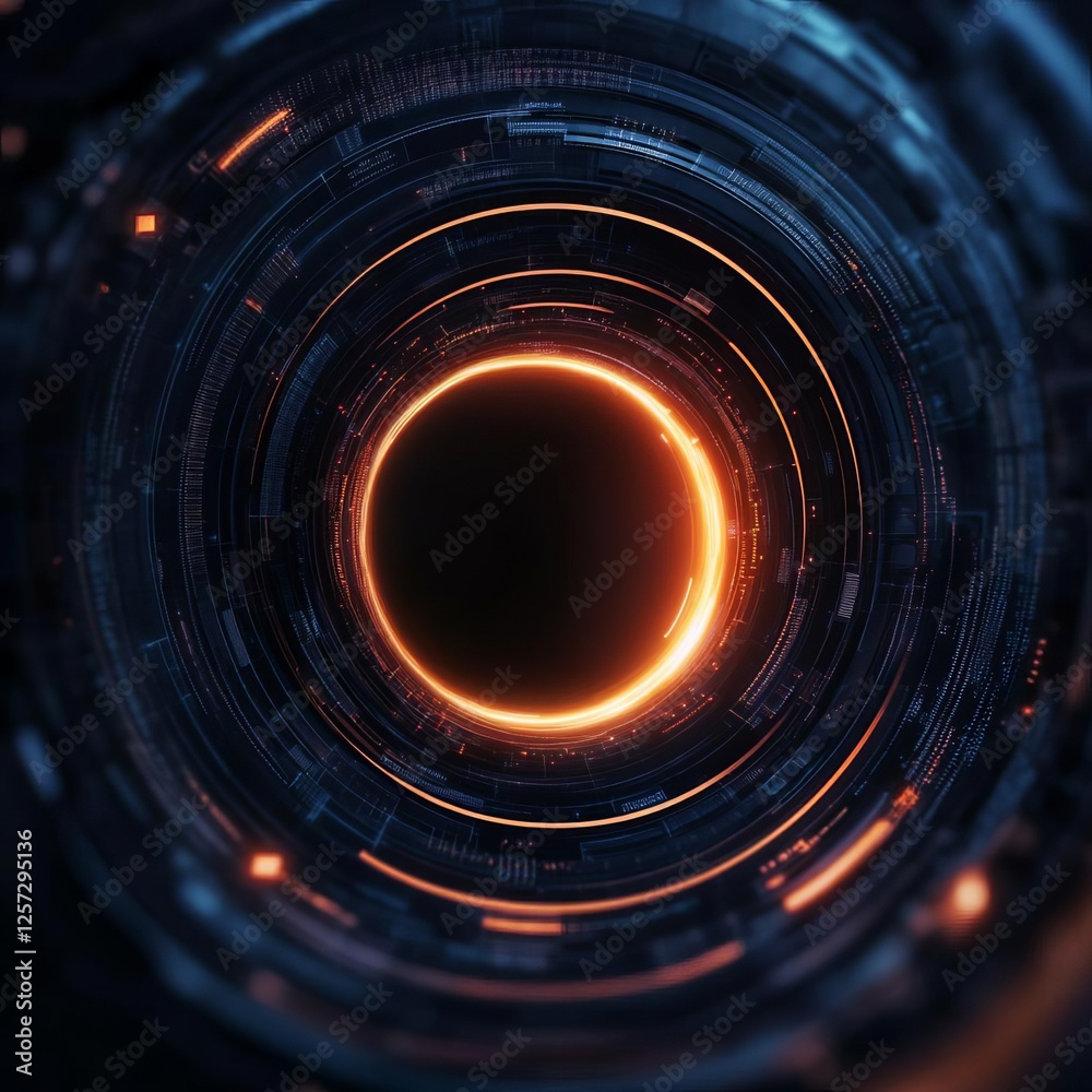 Wall mural black hole coder, futuristic gravitational ui design pulling elements together