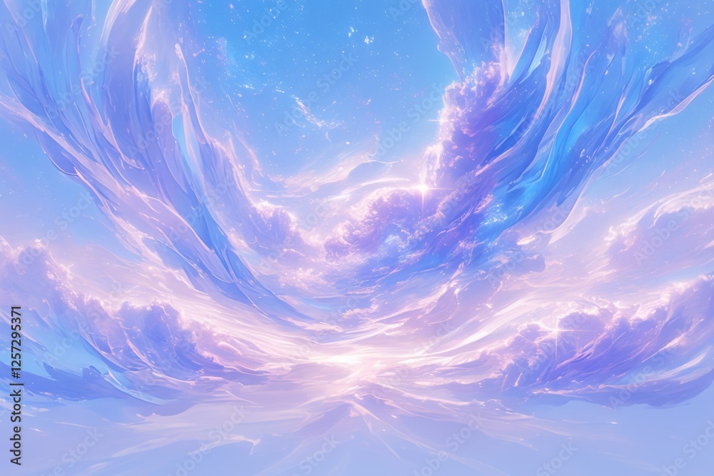 Sticker abstract peaceful nebula backdrop with peaceful nebula clouds and soft cosmic hues. emphasizing gala