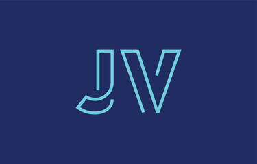 Illustration of creative typography featuring stylized letters J and V with a minimal blue color theme, suitable for branding and graphic design inspiration.
