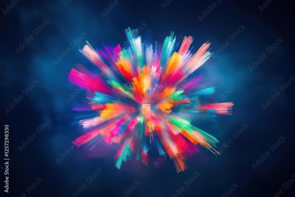 Poster vibrant colorful explosion of light and smoke in a dark background during a nighttime event