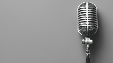 Fototapeta premium Vintage Microphone on Gray Background